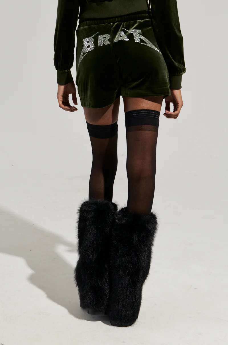BRAT RHINESTONE VELVET SHORT - Image 5