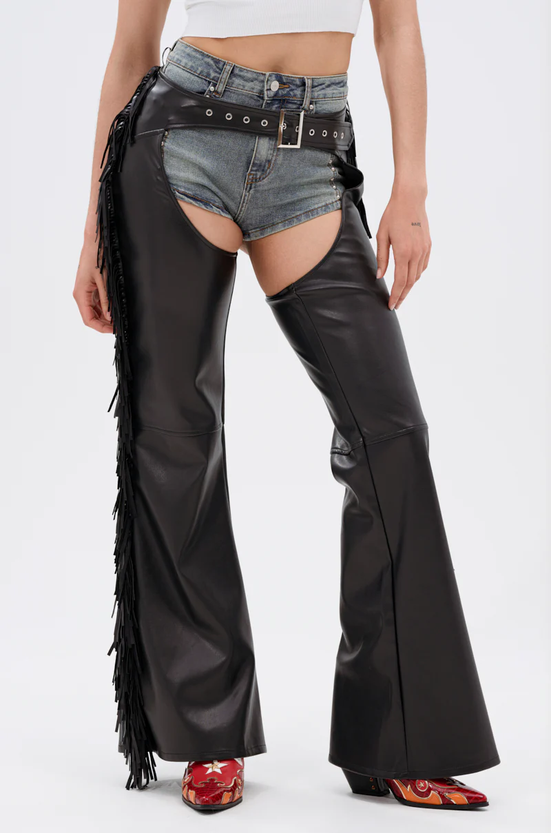 RODEO FRINGE FAUX LEATHER CHAPS - Image 2