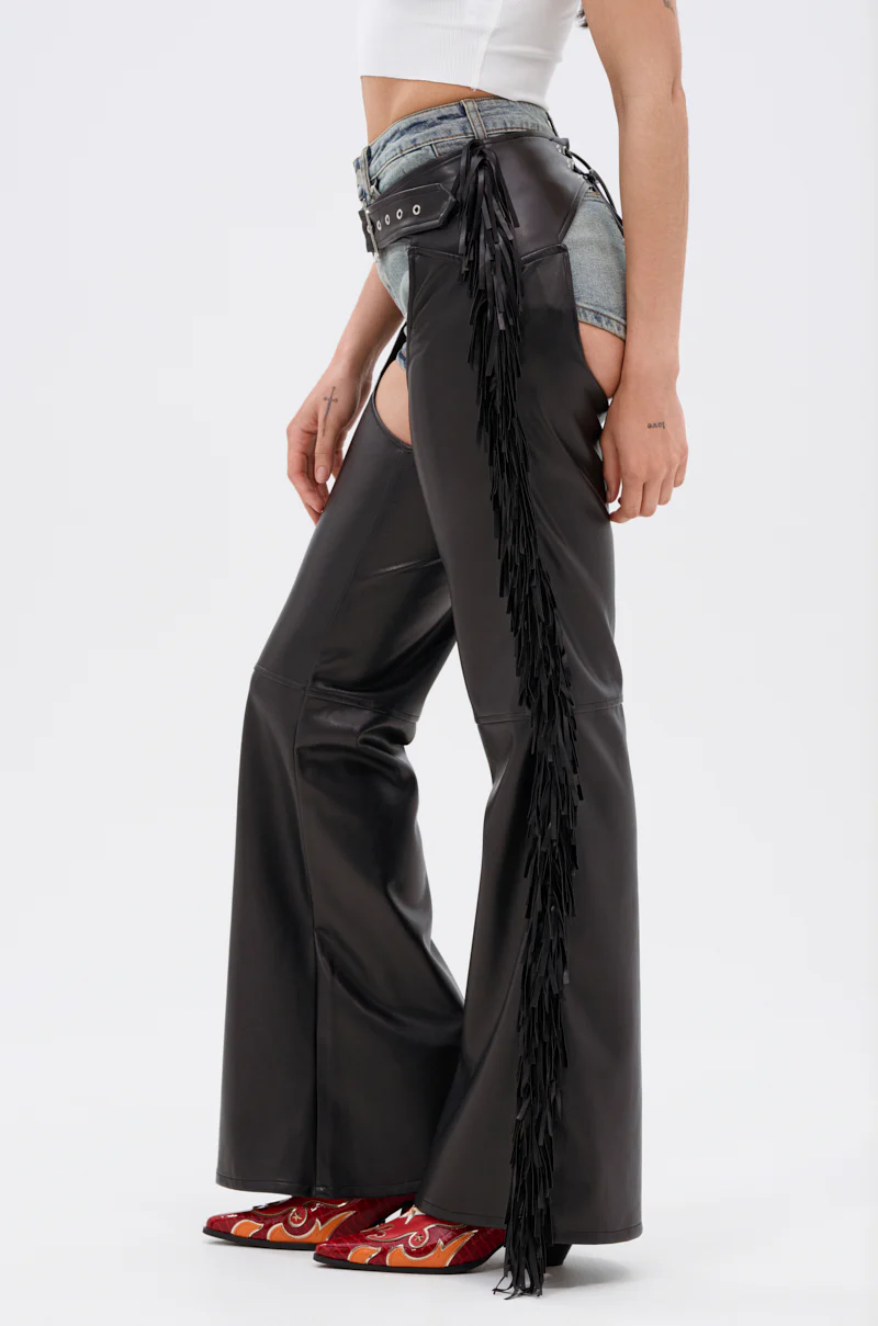 RODEO FRINGE FAUX LEATHER CHAPS - Image 5