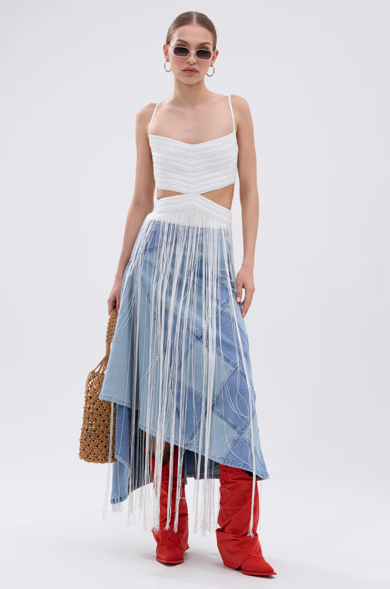 RODEO READY FRINGE MAXI DRESS IN WHITE - Image 10
