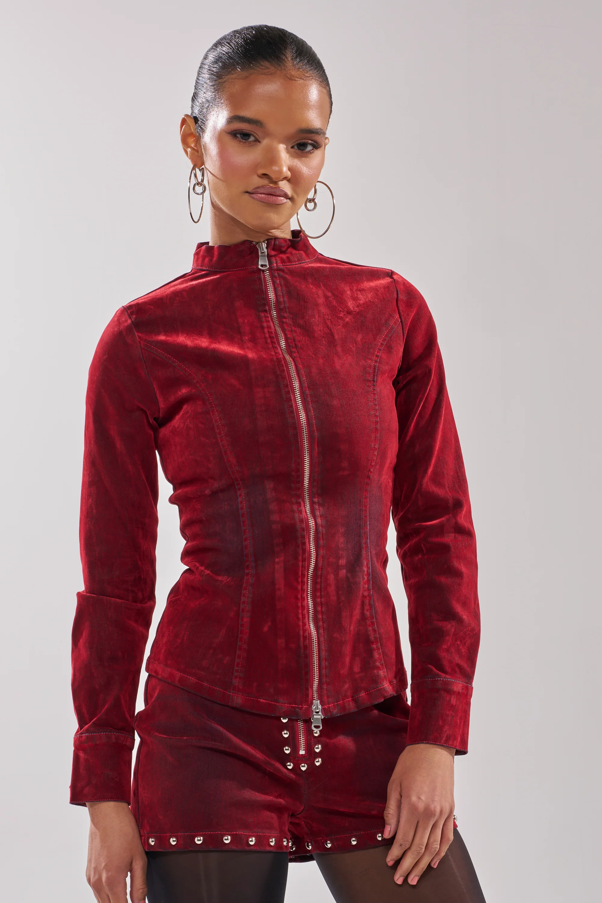 RODEO VIBES VELVET DENIM ZIP UP - Image 2