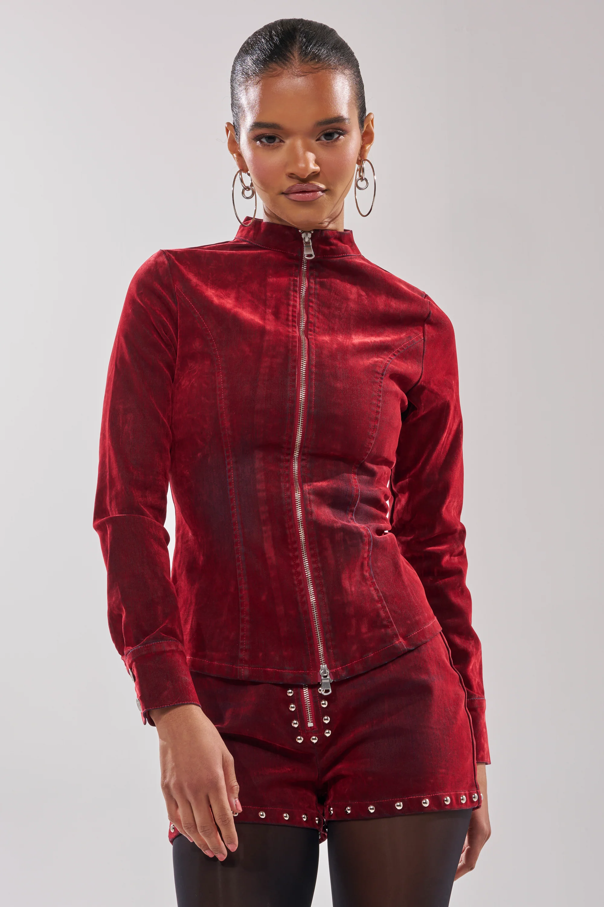 RODEO VIBES VELVET DENIM ZIP UP - Image 4