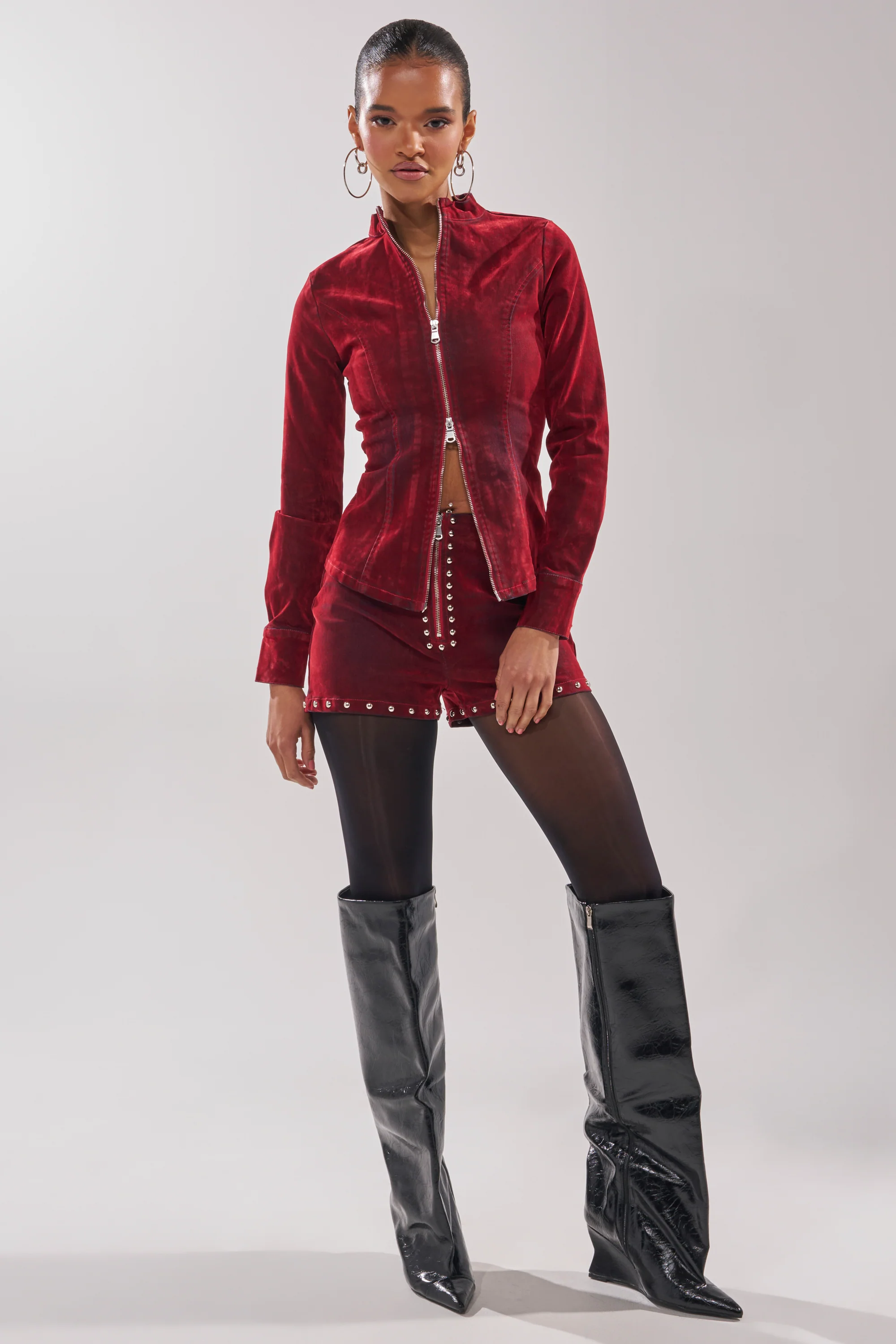 RODEO VIBES VELVET DENIM ZIP UP - Image 7