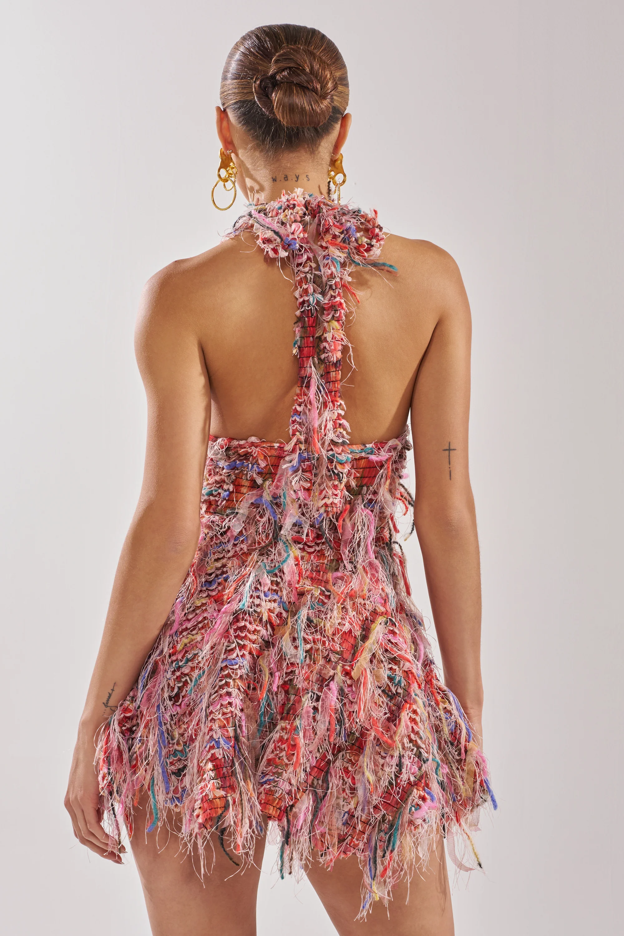 ROMY FRINGE MESH MINI DRESS IN PINK - Image 9
