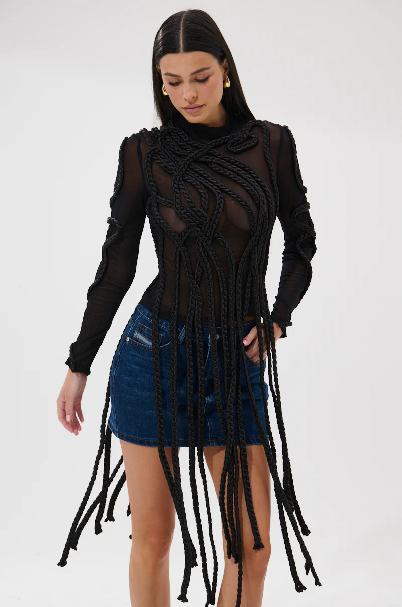 ROPE YOU IN LONG SLEEVE MESH TOP - Image 2