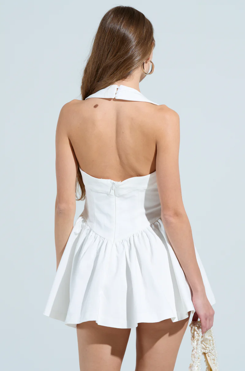 ROSALIA STRETCH LINEN MINI DRESS IN WHITE - Image 4