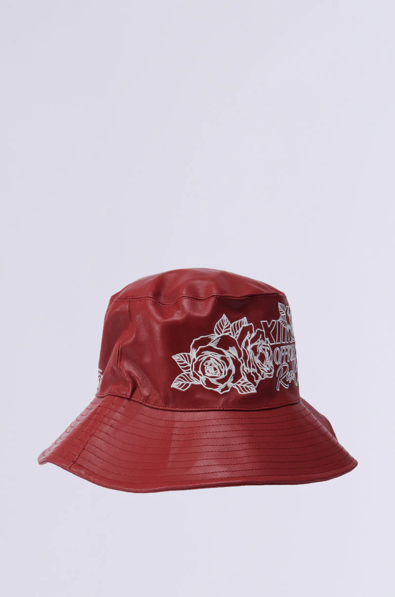 ROSE CITY EMBROIDERED PU BUCKET HAT - Image 4