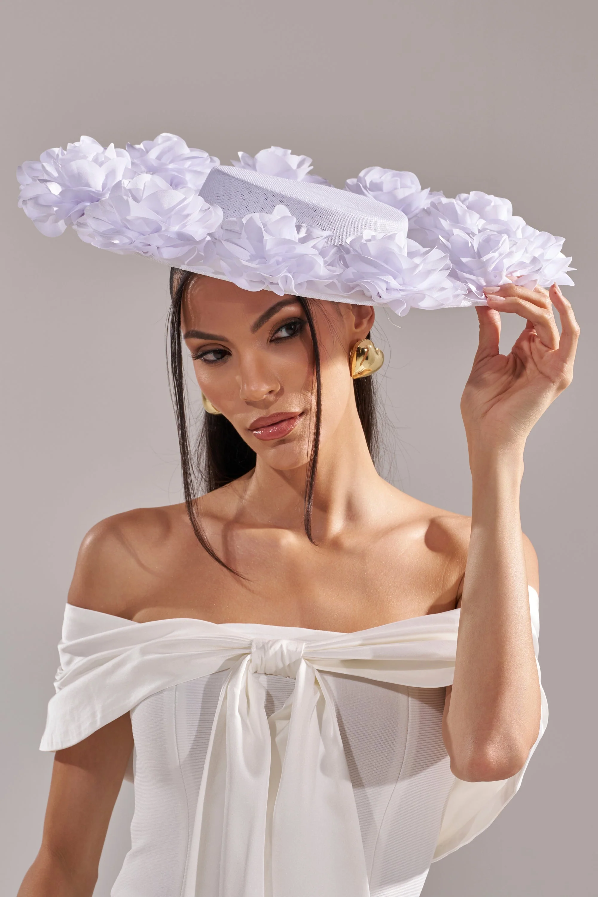 ROSEY CLIP ON HAT IN WHITE - Image 2