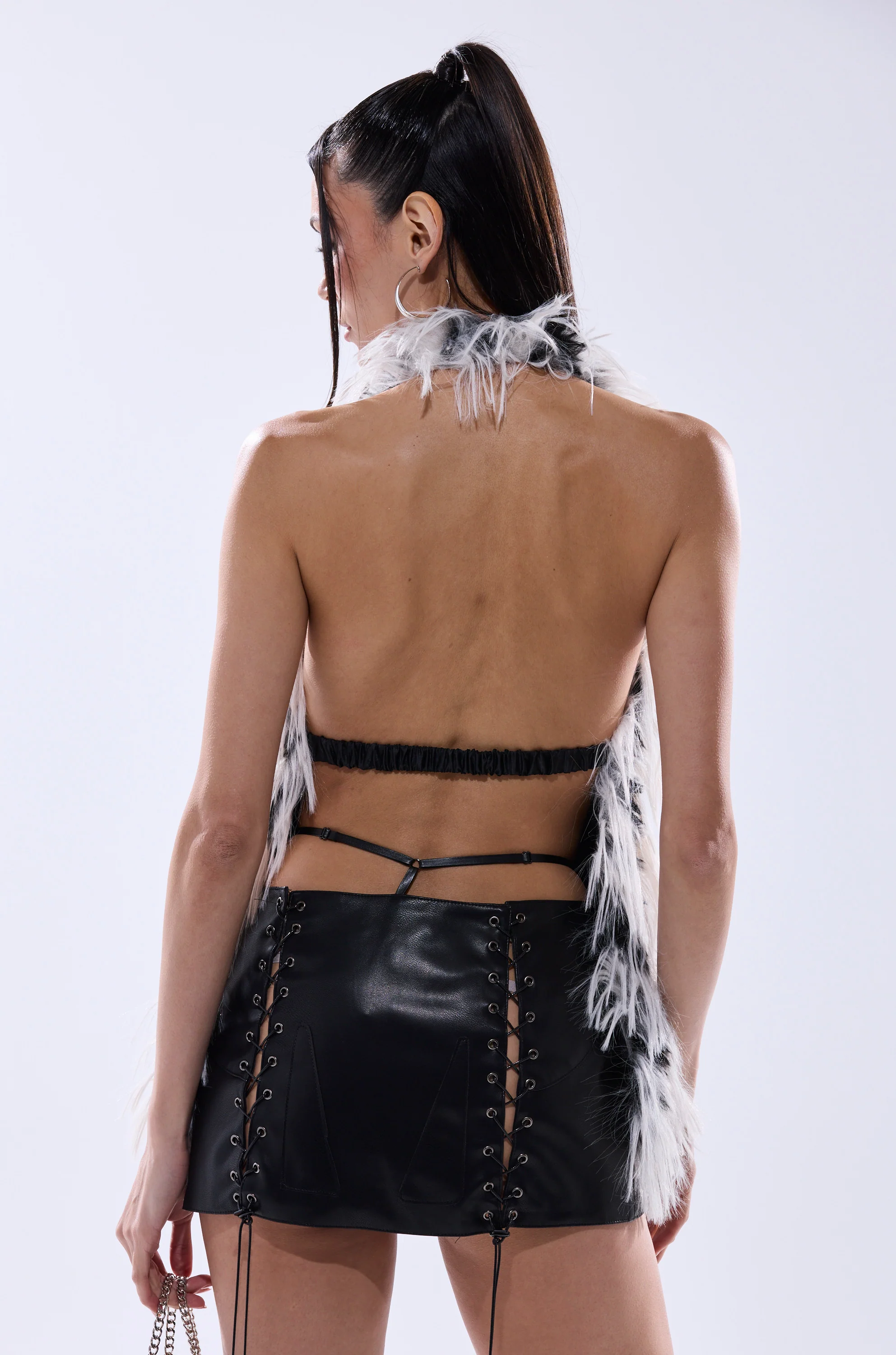 ROUGHED UP FUR HALTER TOP - Image 5