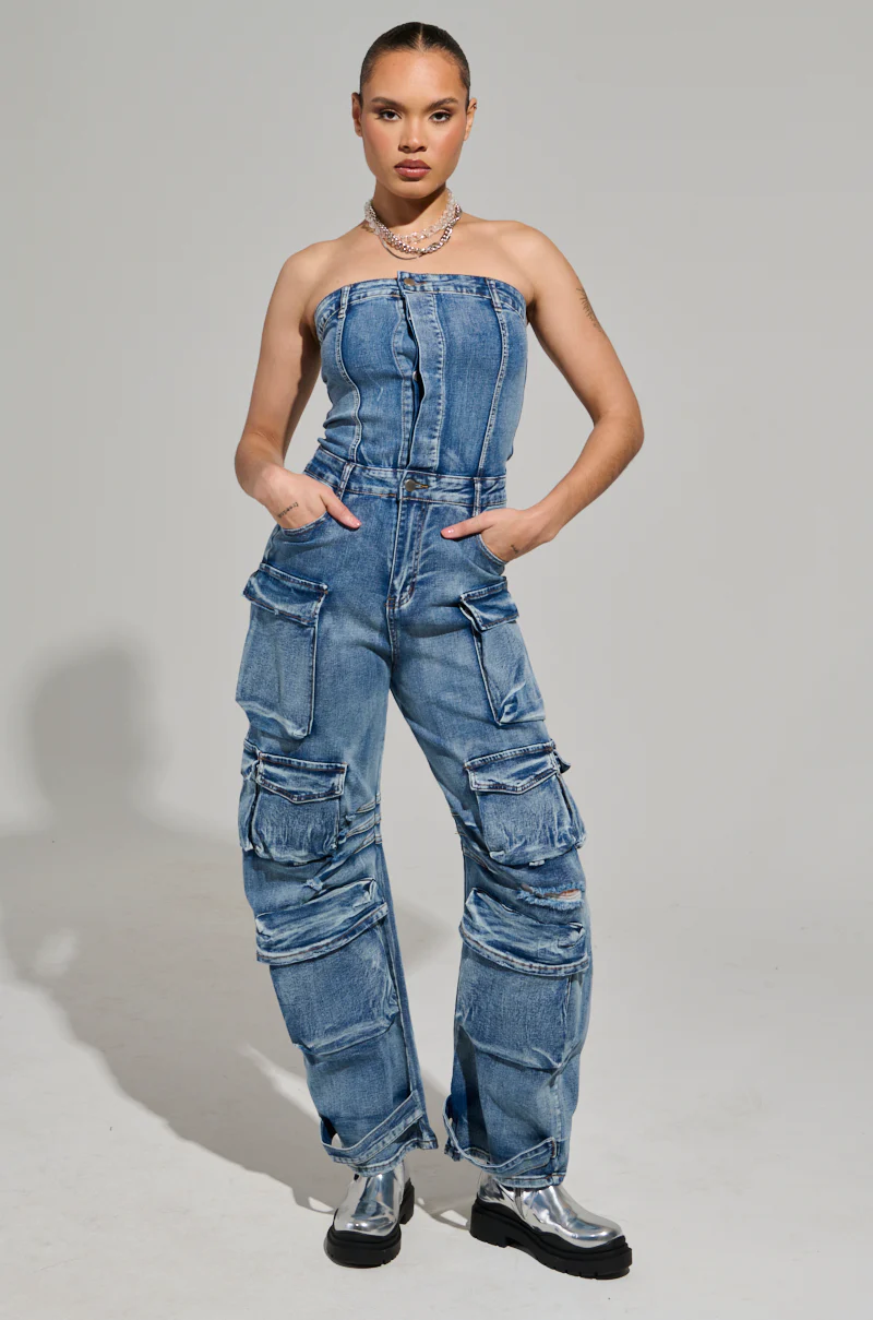 ROUND IT UP DENIM JUMPSUIT - Image 3