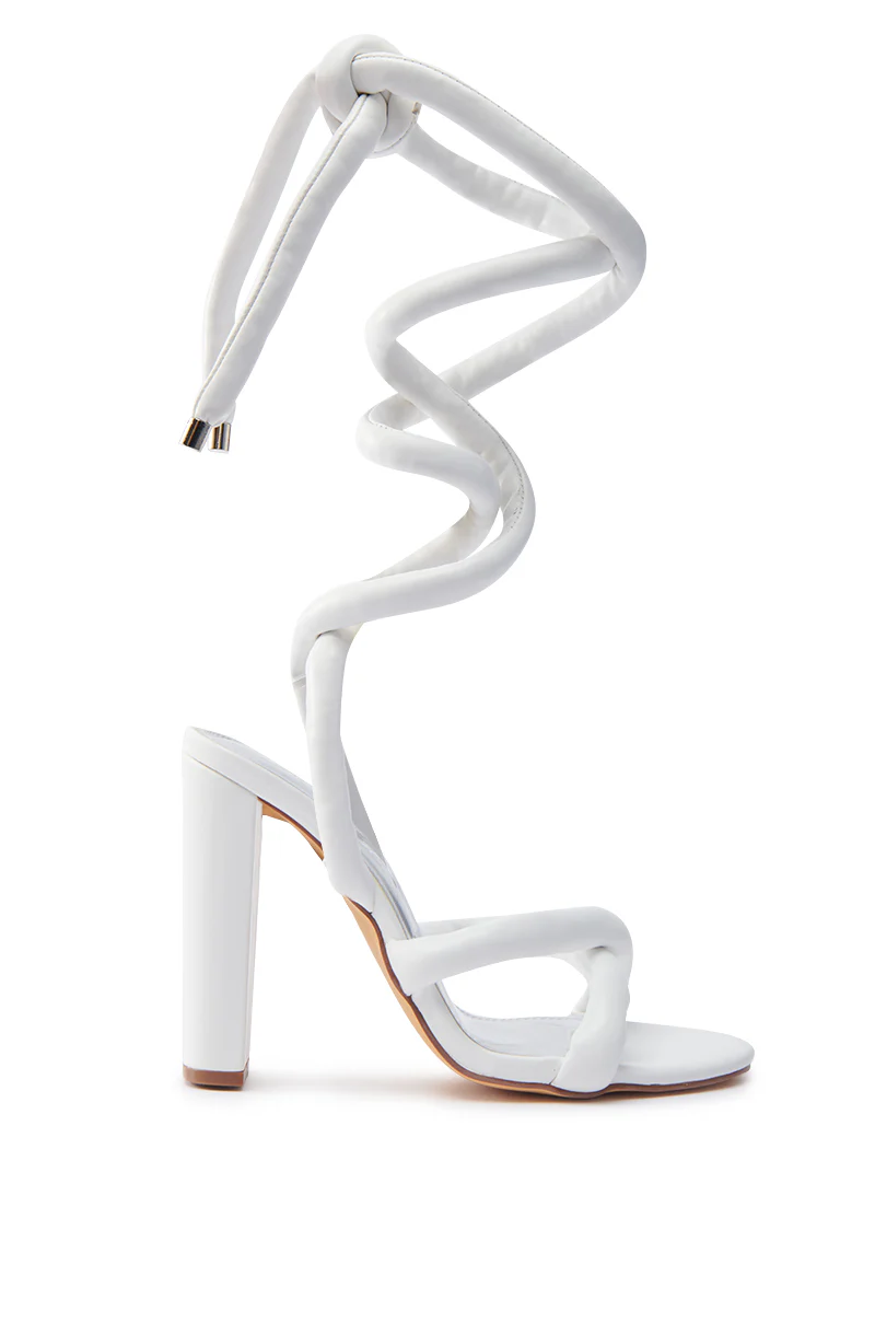 ROYALE WHITE PU PUFF CHUNKY LACE UP SANDAL - Image 3