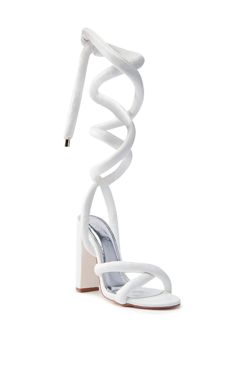 ROYALE WHITE PU PUFF CHUNKY LACE UP SANDAL - Image 4