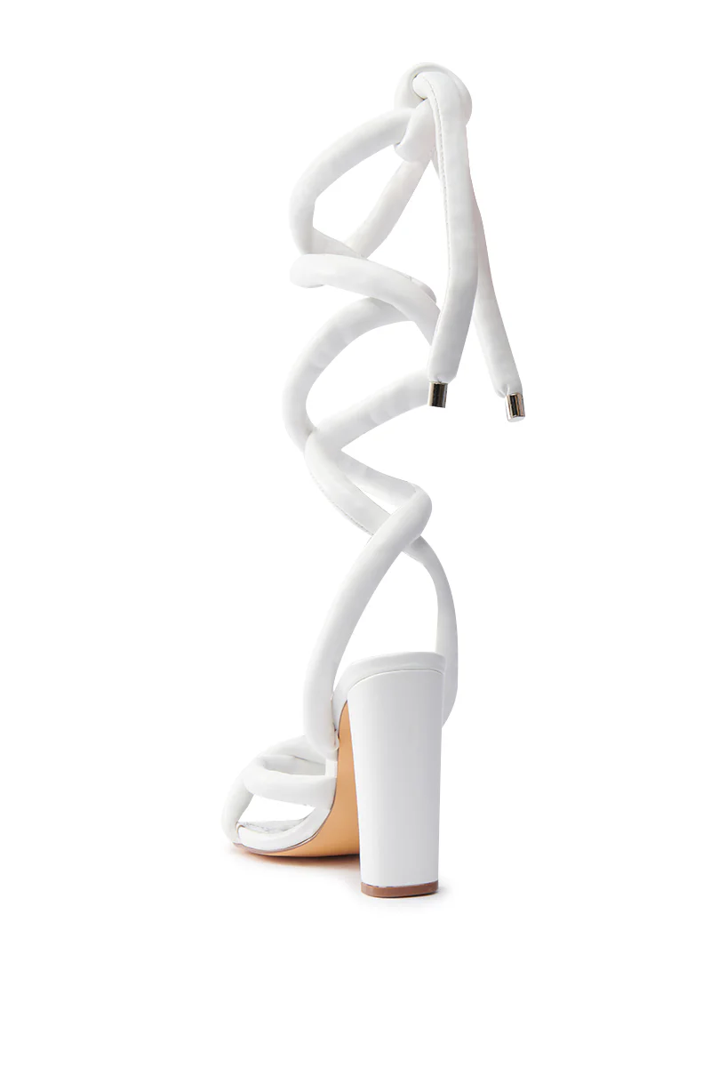ROYALE WHITE PU PUFF CHUNKY LACE UP SANDAL - Image 5