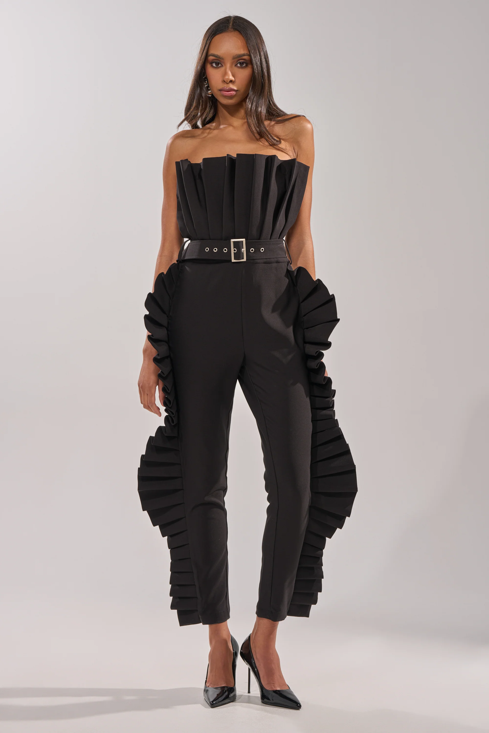 RUFFLE MY FEATHERS BLACK JUMPSUIT - Image 3