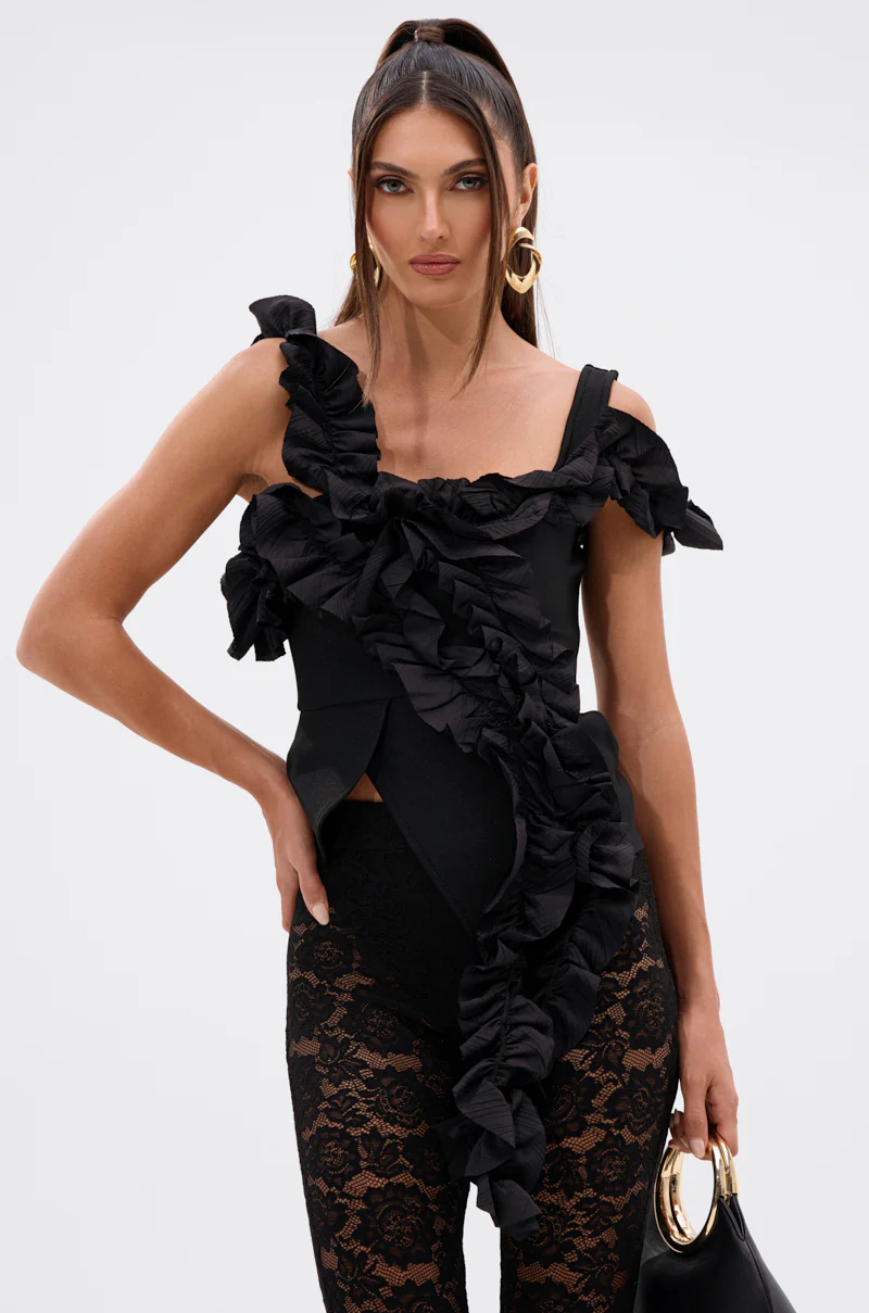 RUFFLES EVERYWHERE BANDAGE BLOUSE
