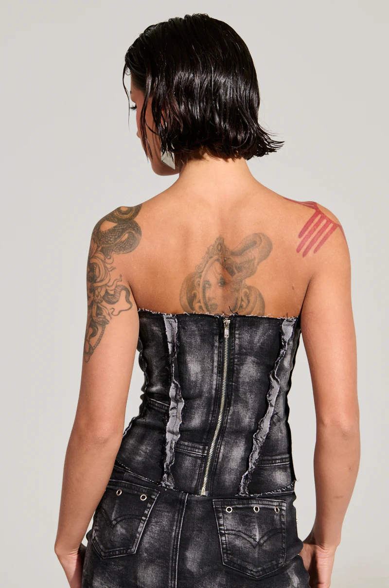 RUN THIS TOWN DENIM CORSET TOP - Image 4