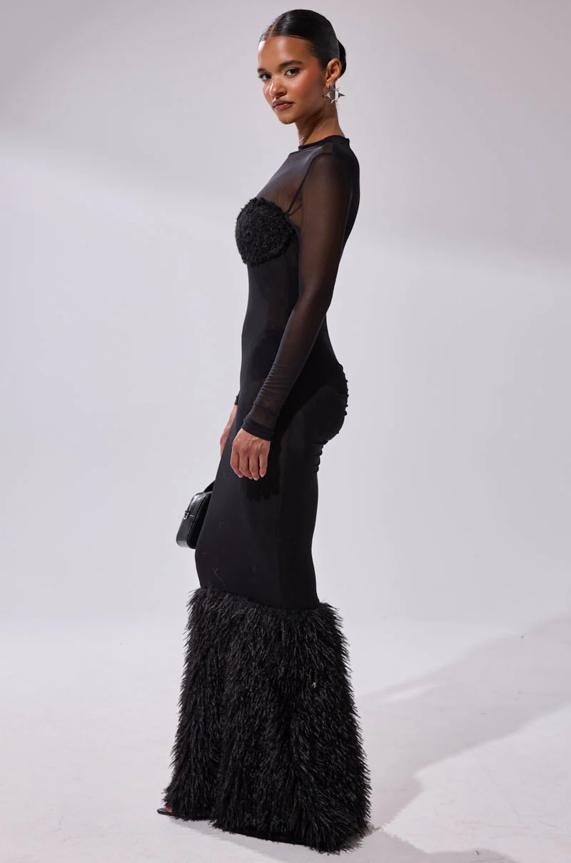RUNAWAY BRIDE MESH FUR MAXI DRESS - Image 2