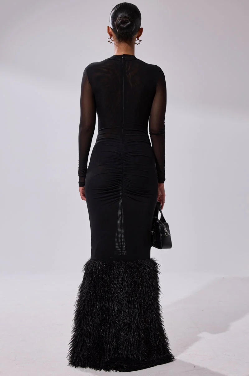 RUNAWAY BRIDE MESH FUR MAXI DRESS - Image 3