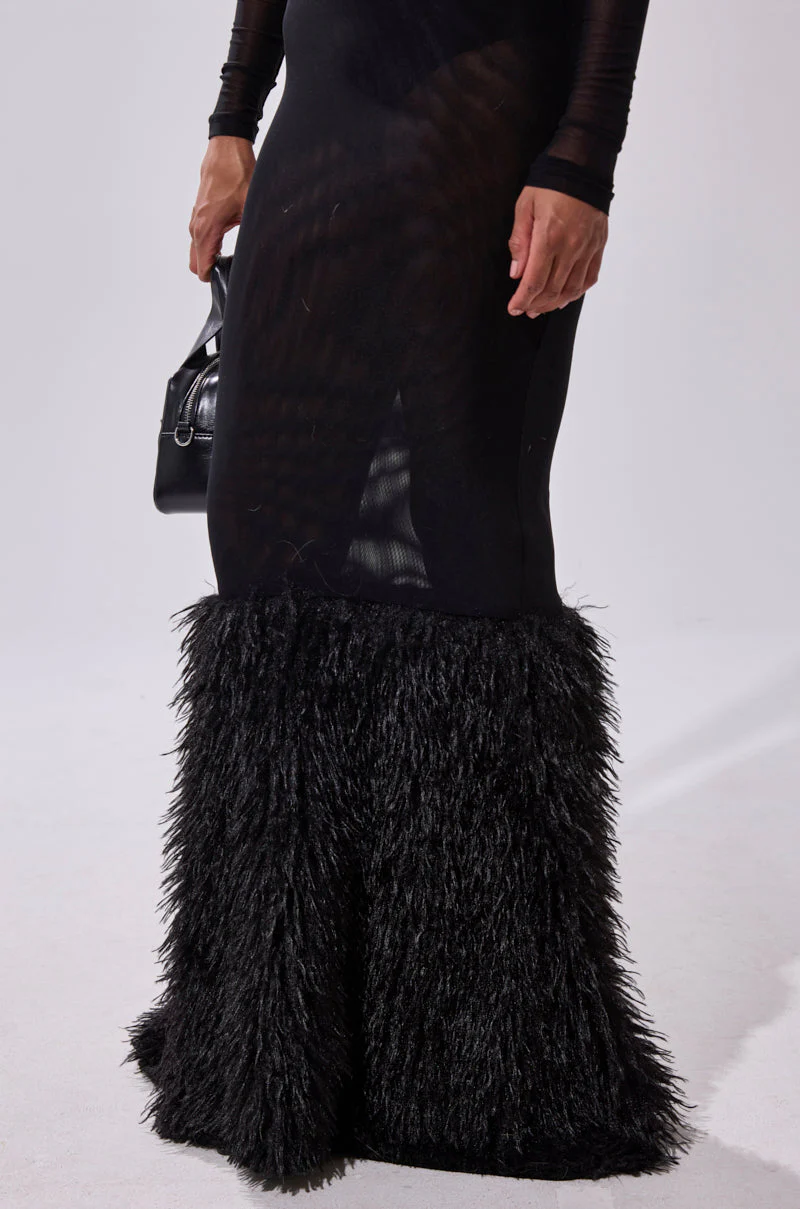 RUNAWAY BRIDE MESH FUR MAXI DRESS - Image 4