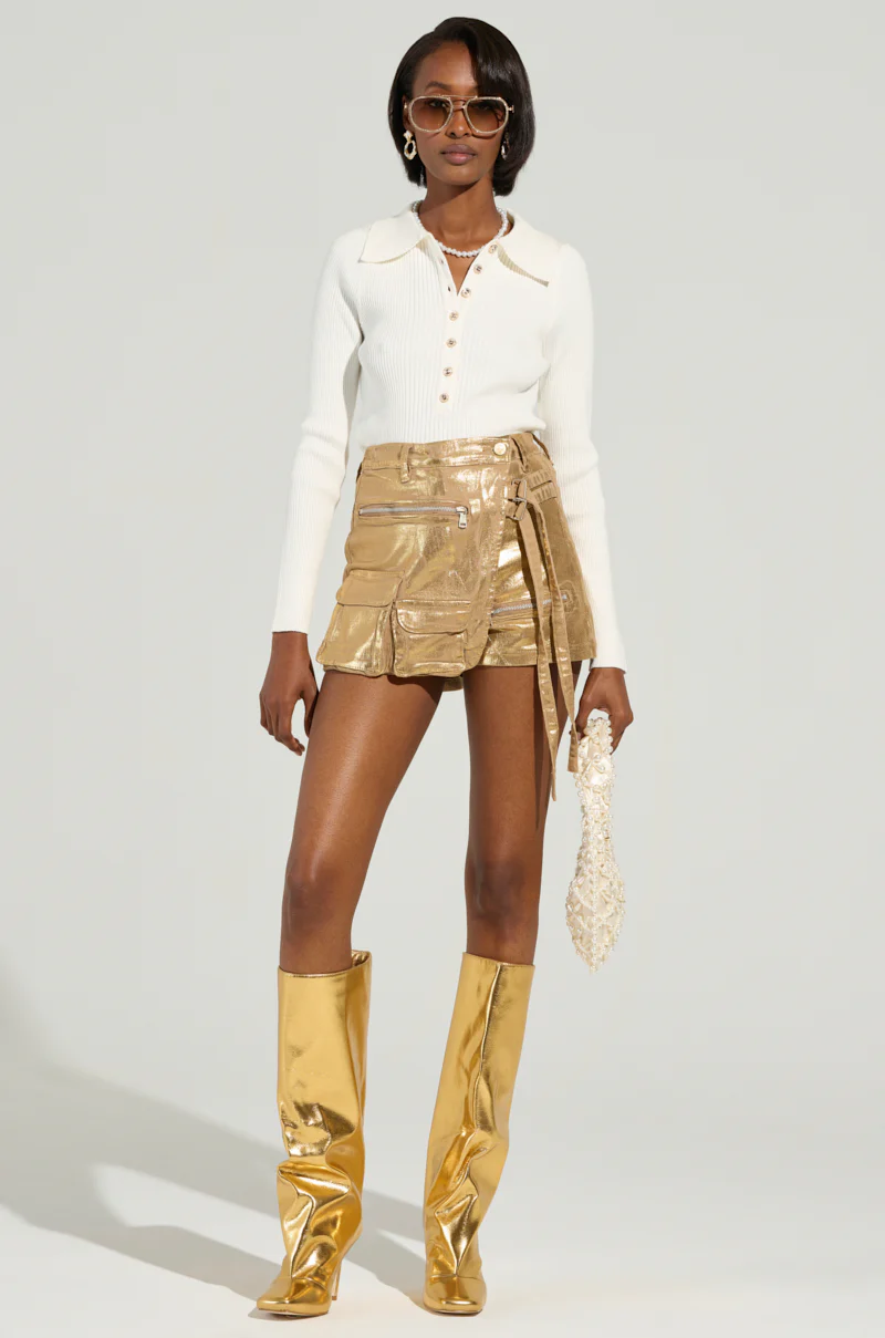 RUNAWAY METALLIC DENIM SHORTS - Image 7