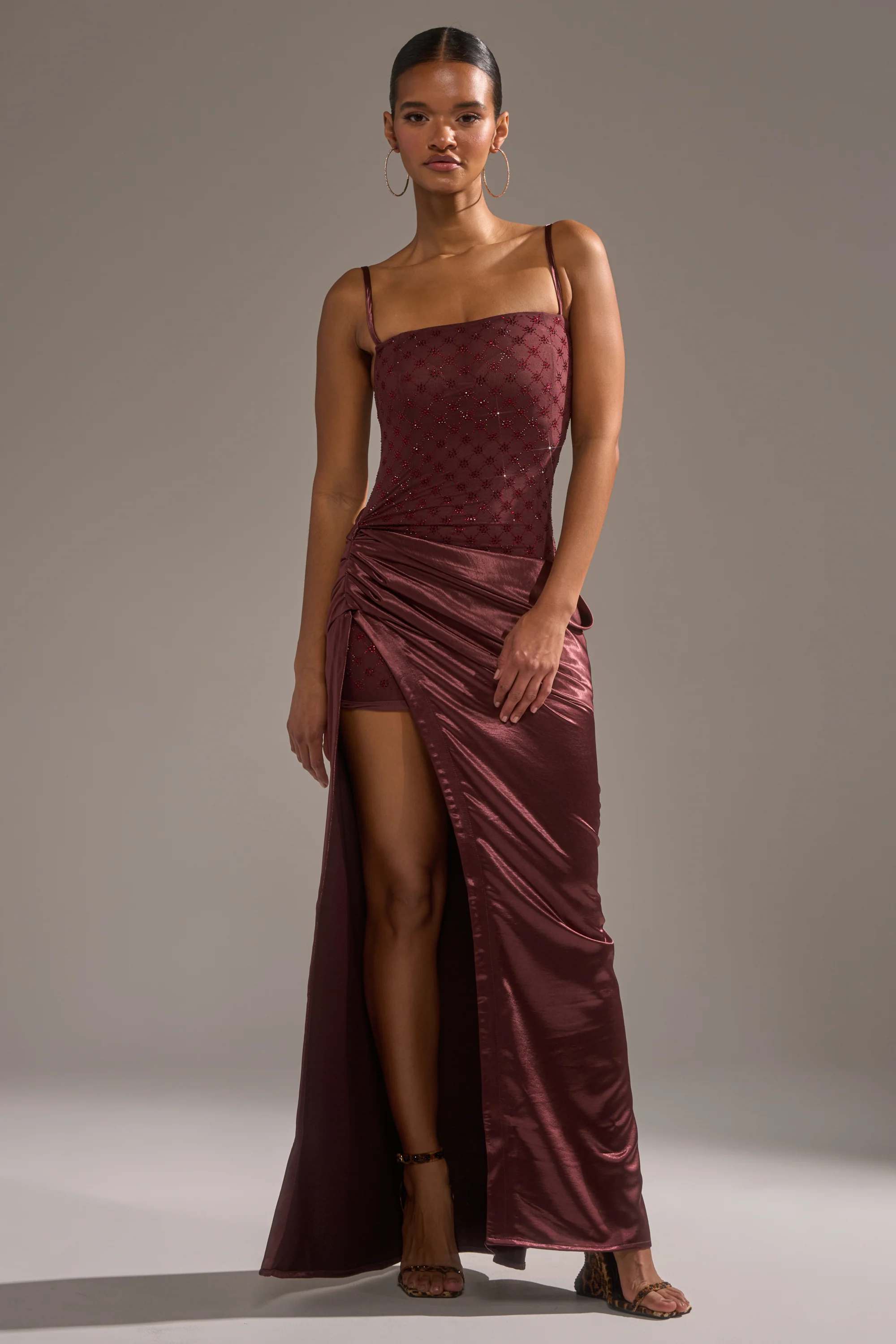 RUNAWAY SATIN MESH MAXI DRESS - Image 2