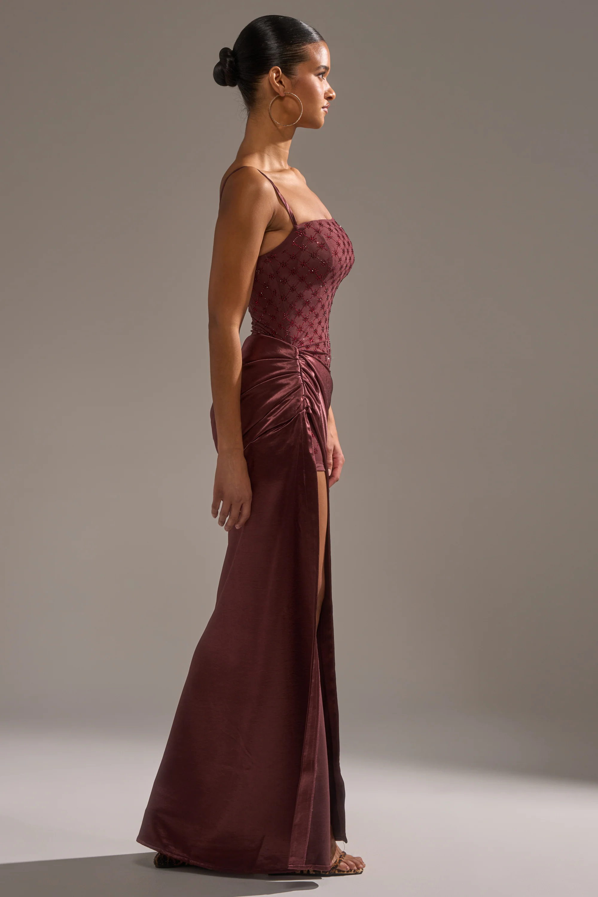 RUNAWAY SATIN MESH MAXI DRESS - Image 5