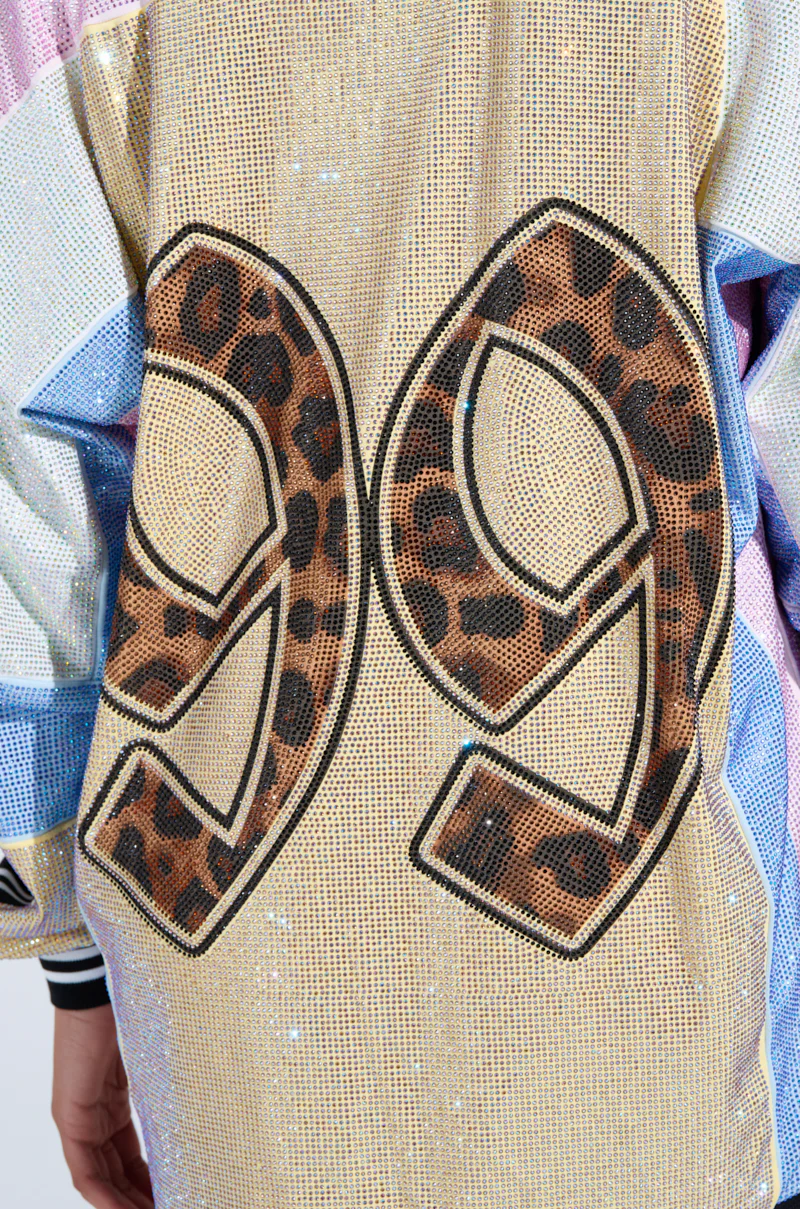 RYAN COLORBLOCK RHINESTONE JERSEY MINI DRESS IN PASTEL - Image 8