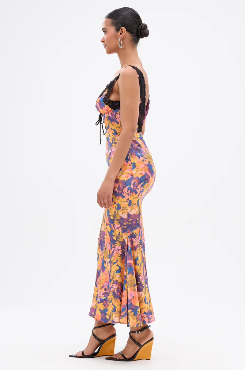 RYAN FLORAL PRINTED SATIN MIDI DRESS - Image 3