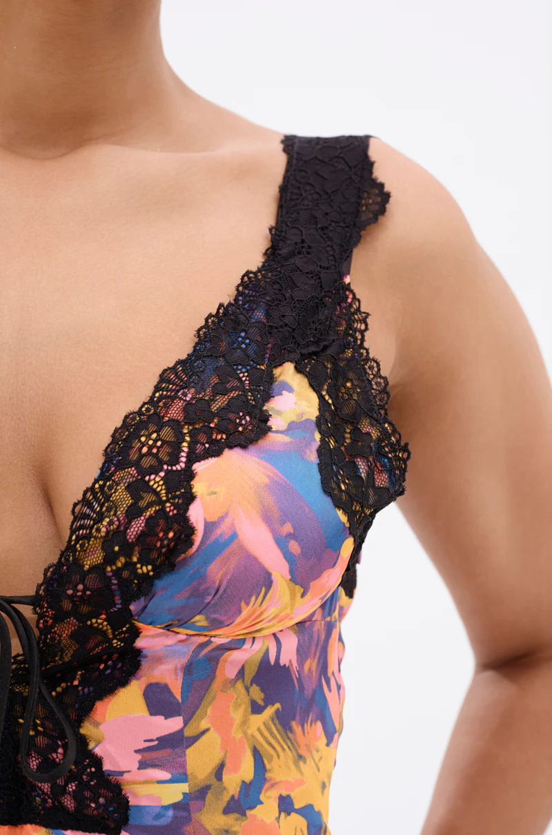 RYAN FLORAL PRINTED SATIN MIDI DRESS - Image 5