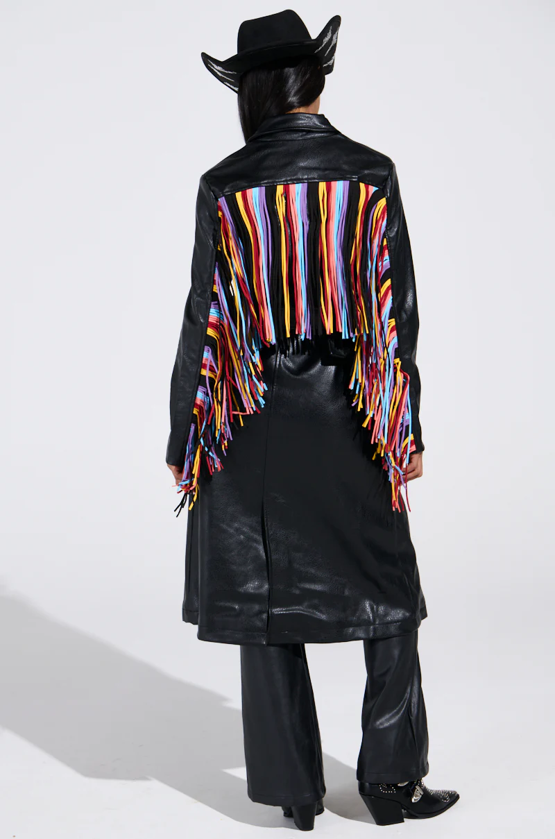 RYDER FRINGE TRENCH IN BLACK MULTI - Image 7