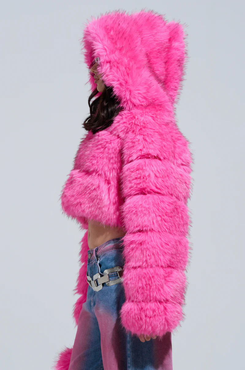 SABRINA HOODED FAUX FUR JACKET - Image 3