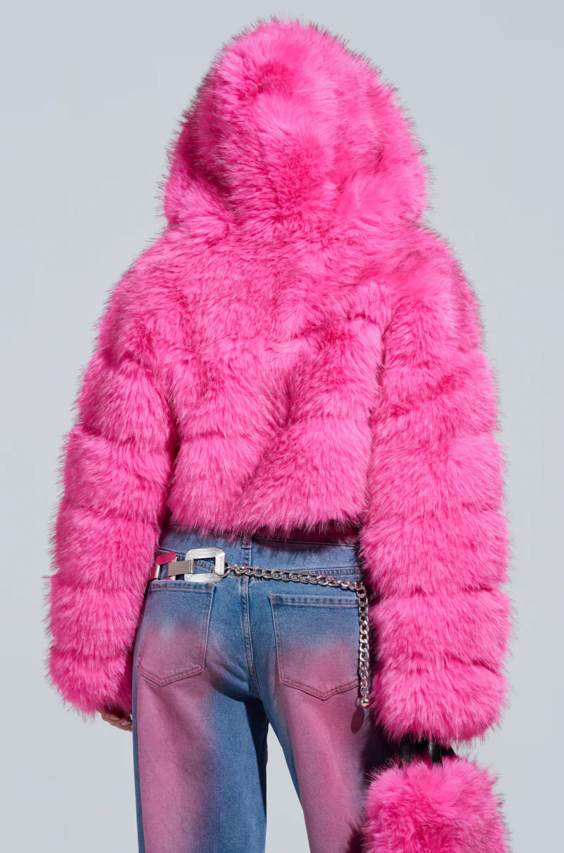 SABRINA HOODED FAUX FUR JACKET - Image 4