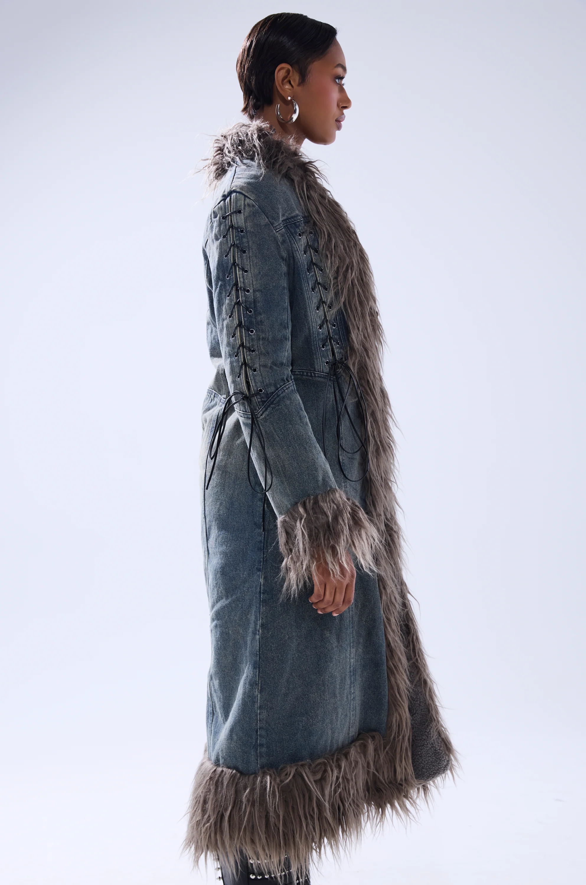SADE FUR TRIM DENIM TRENCH - Image 3