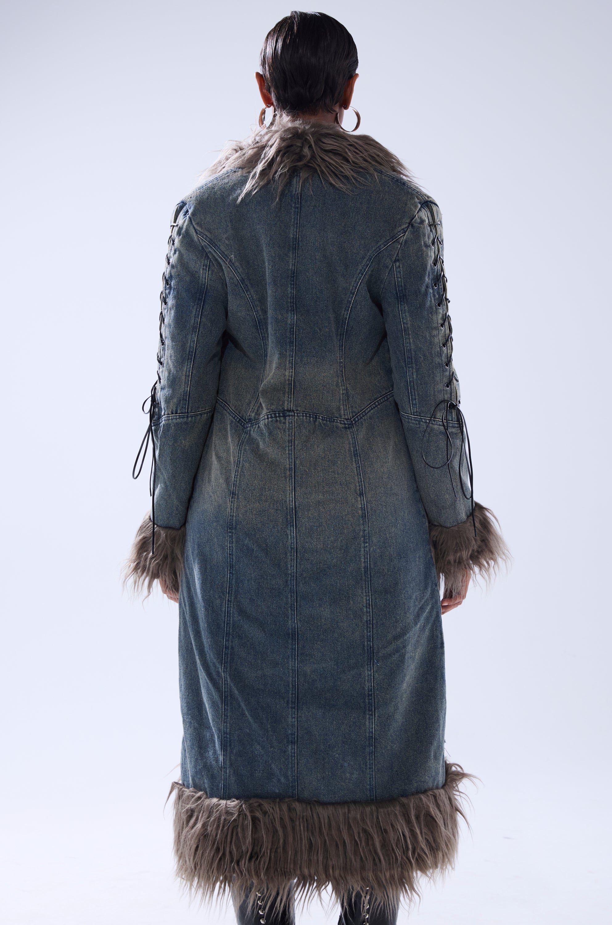 SADE FUR TRIM DENIM TRENCH - Image 4