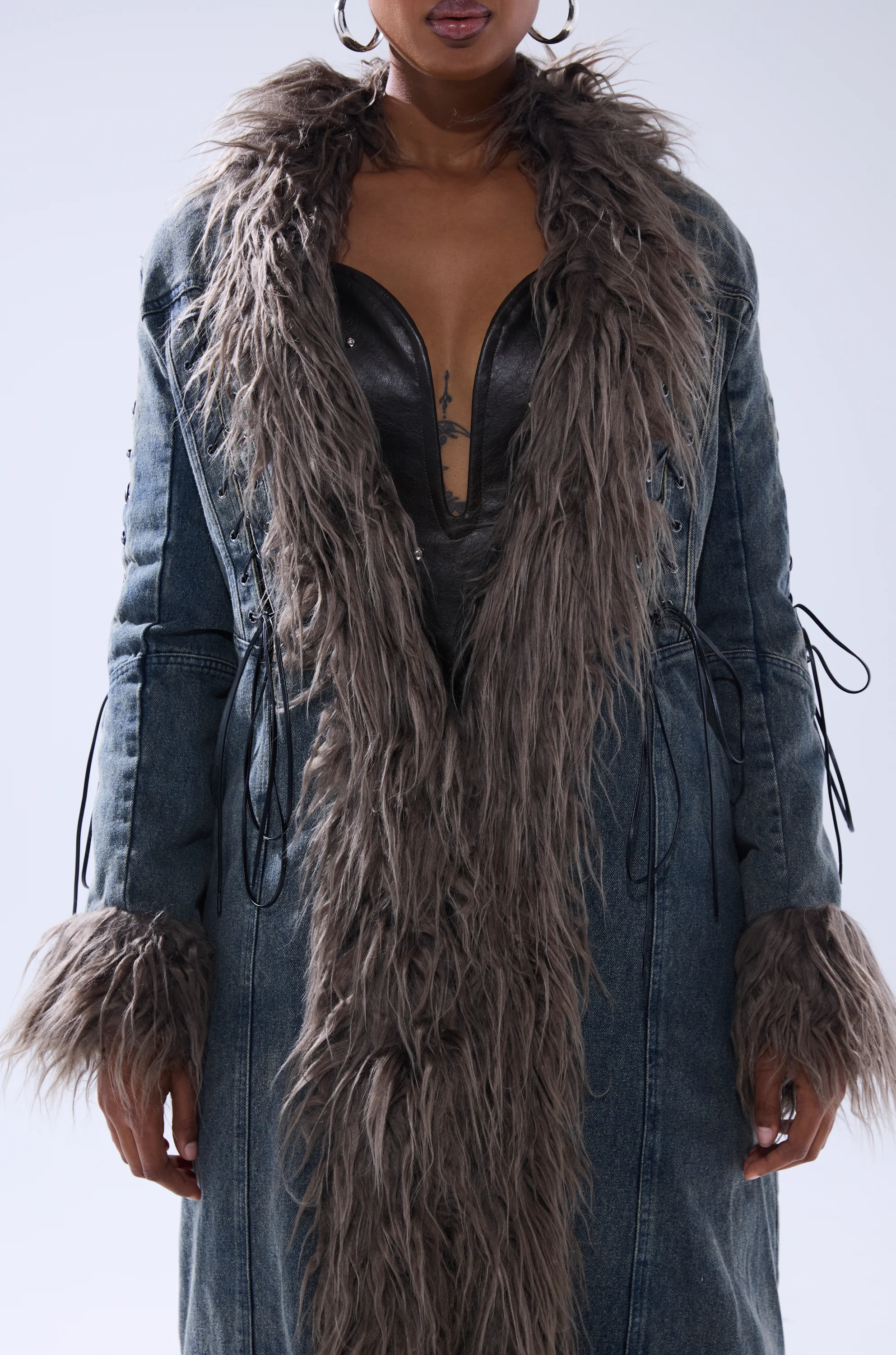 SADE FUR TRIM DENIM TRENCH - Image 7