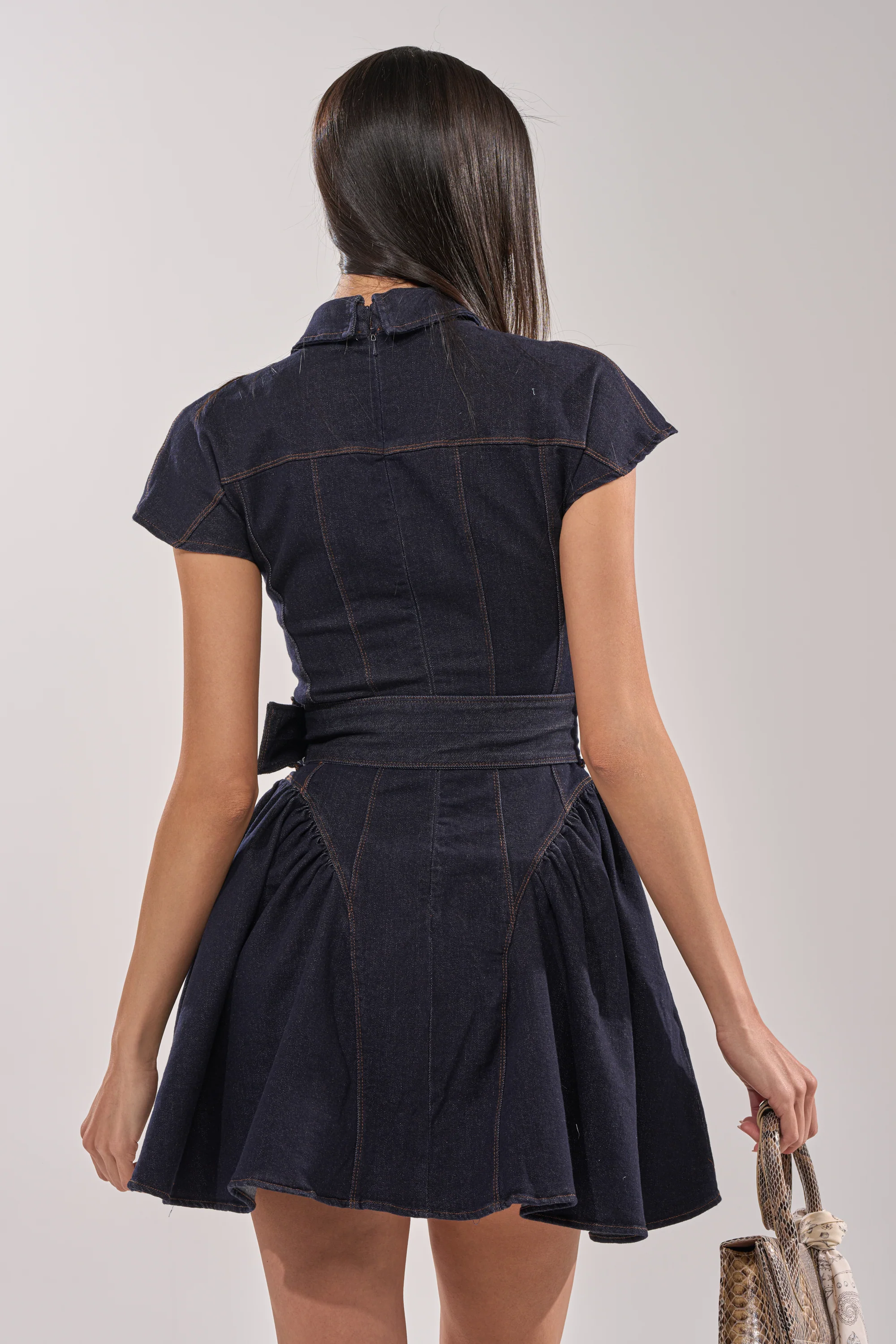 SADIE BUTTON UP DENIM MINI DRESS - Image 5
