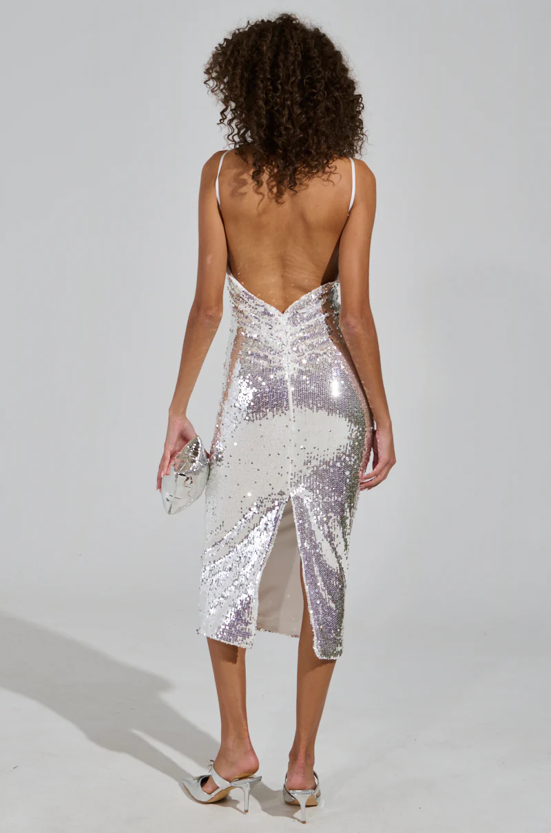 SAMANTHA SEQUIN MIDI DRESS - Image 4