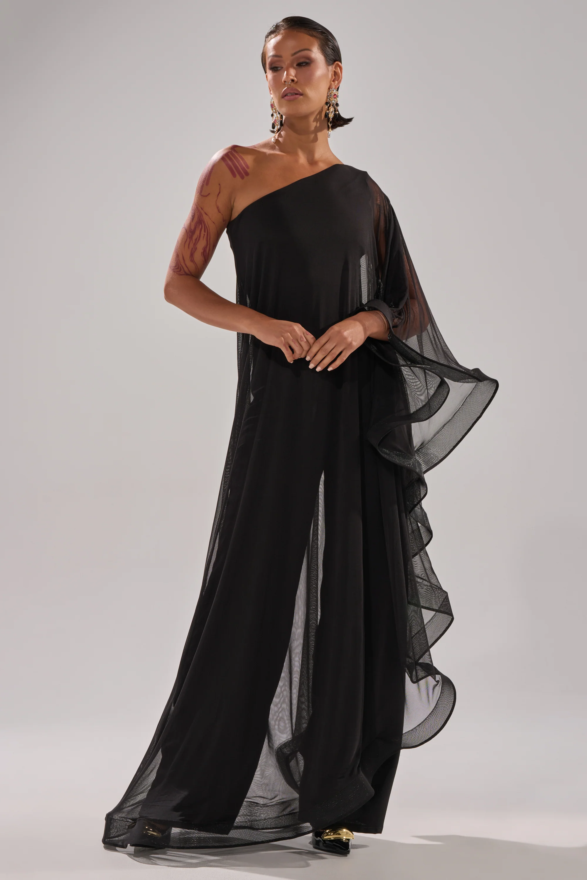 SANDO MESH JUMPSUIT IN BLACK - Image 3