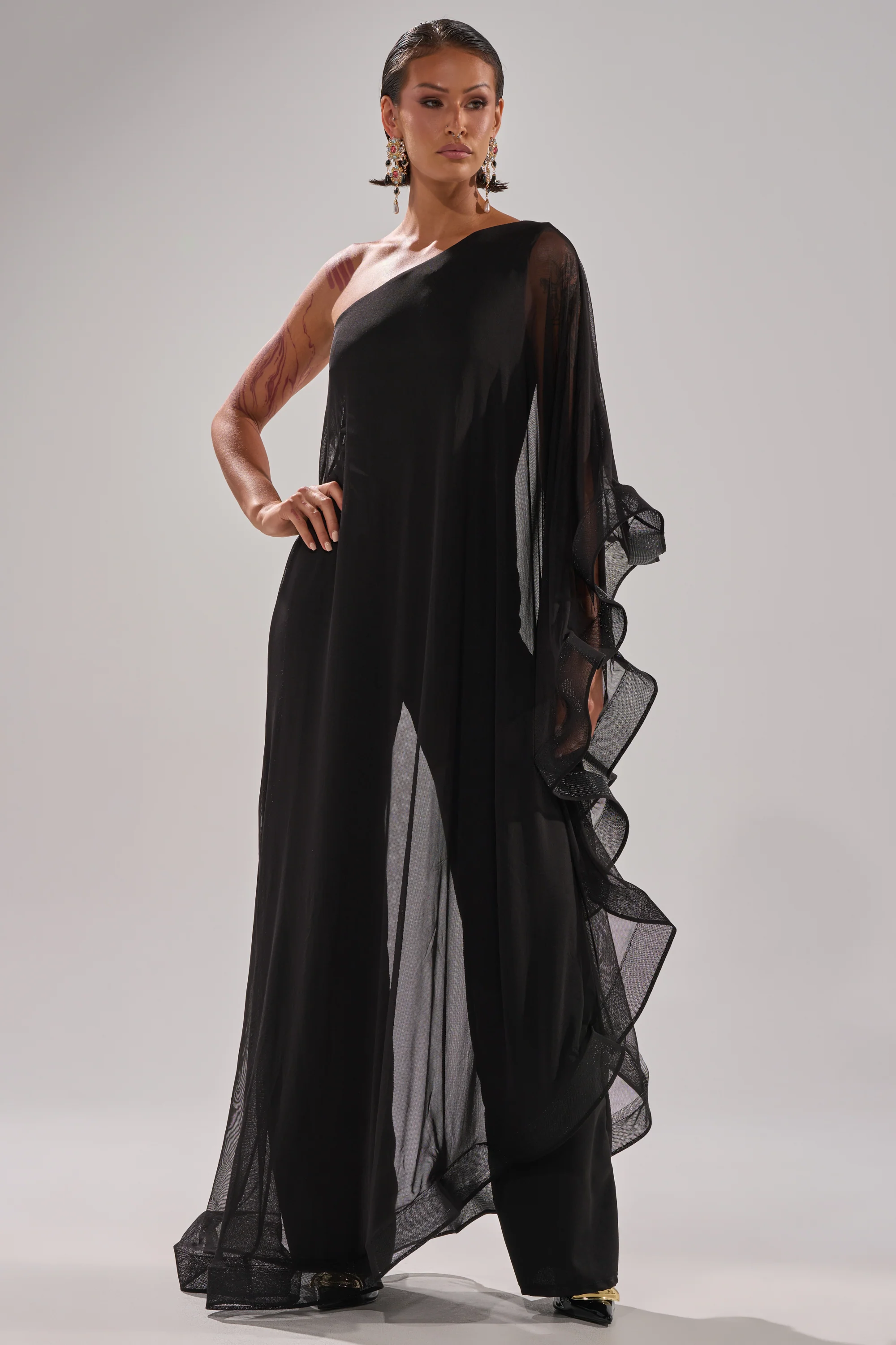 SANDO MESH JUMPSUIT IN BLACK - Image 4