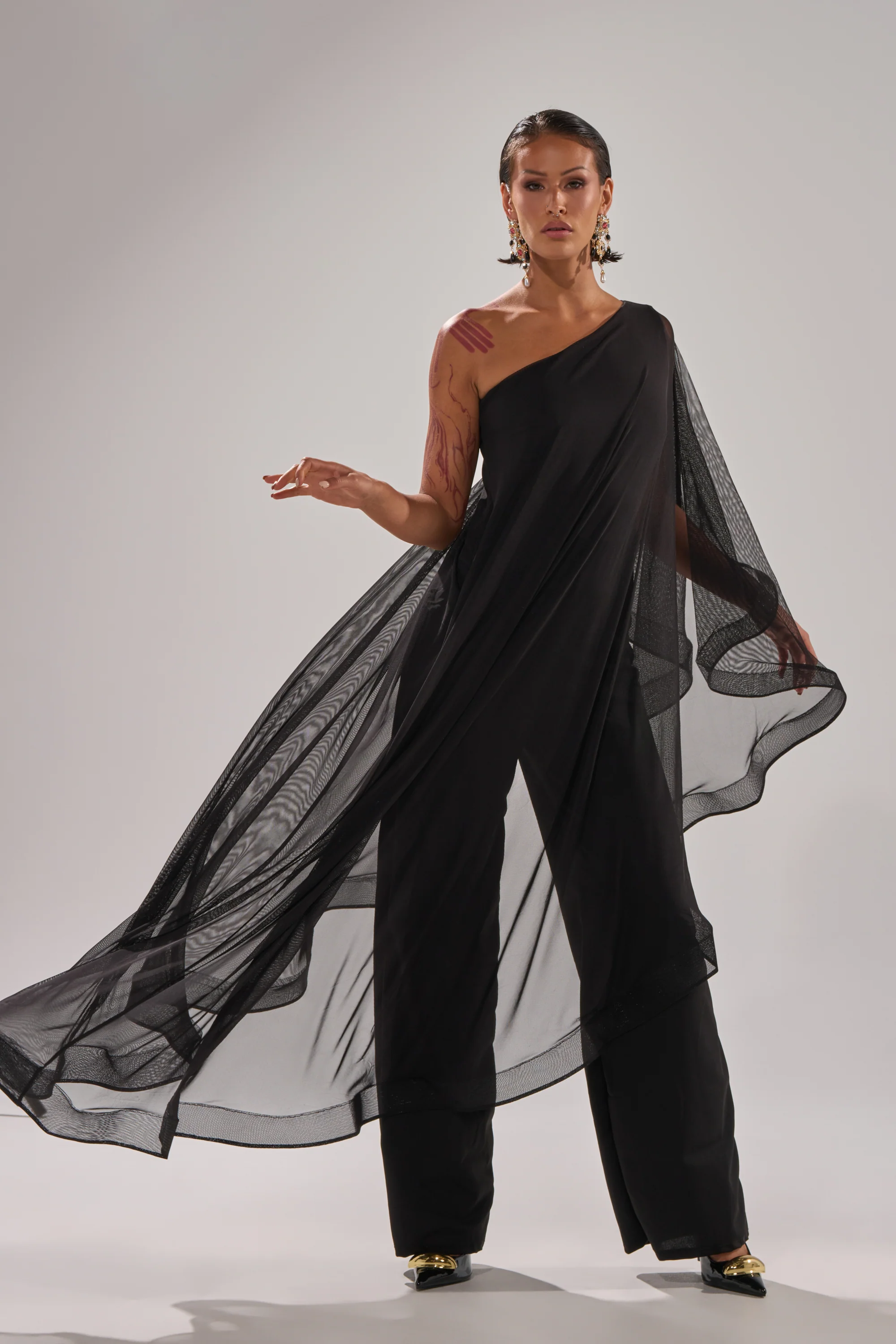 SANDO MESH JUMPSUIT IN BLACK - Image 5