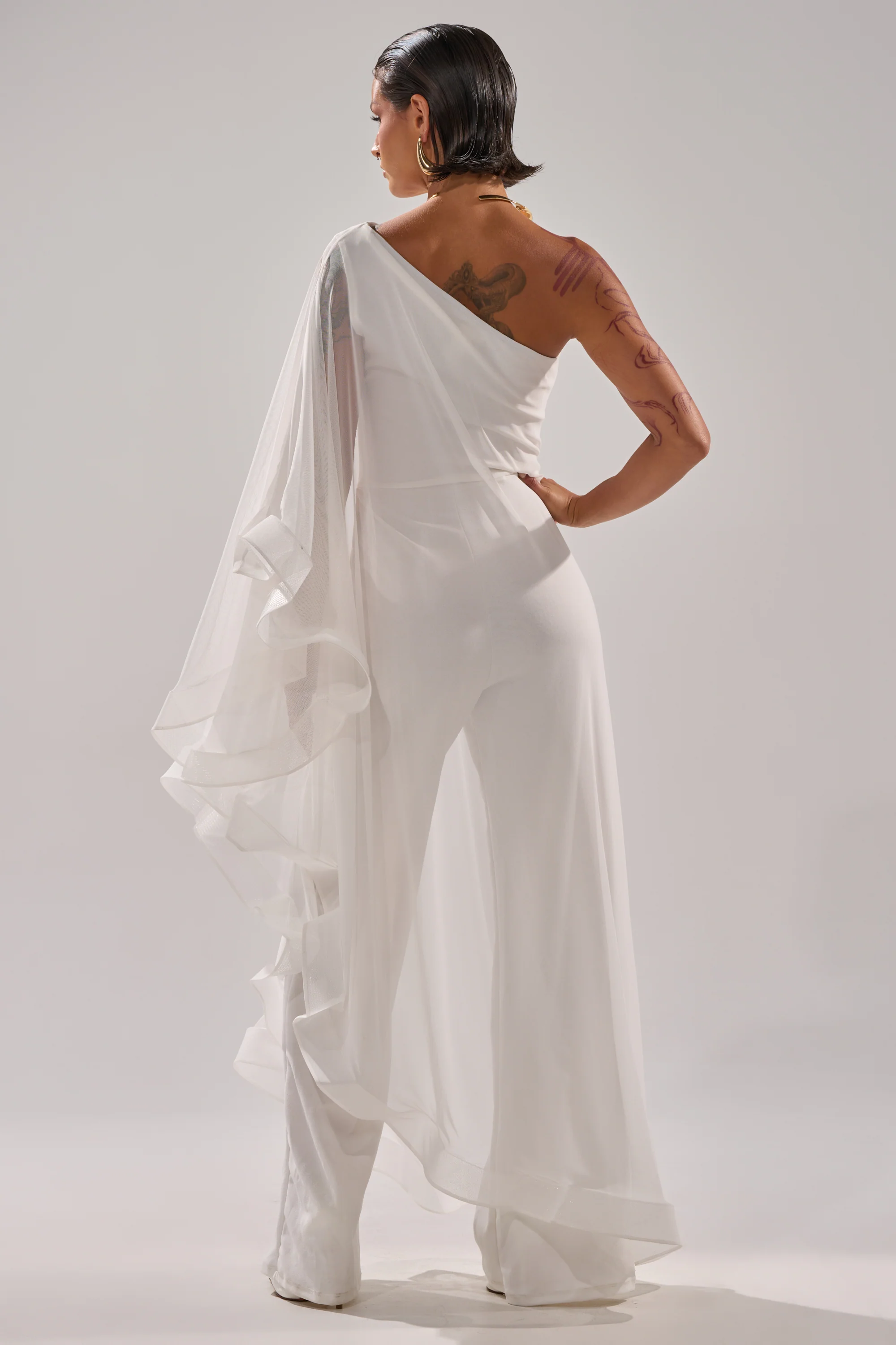 SANDO MESH JUMPSUIT IN WHITE - Image 8