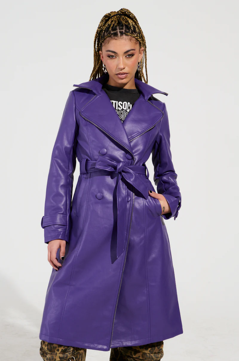 SANDO ZIPPER TRIM TRENCH IN PURPLE - Image 2
