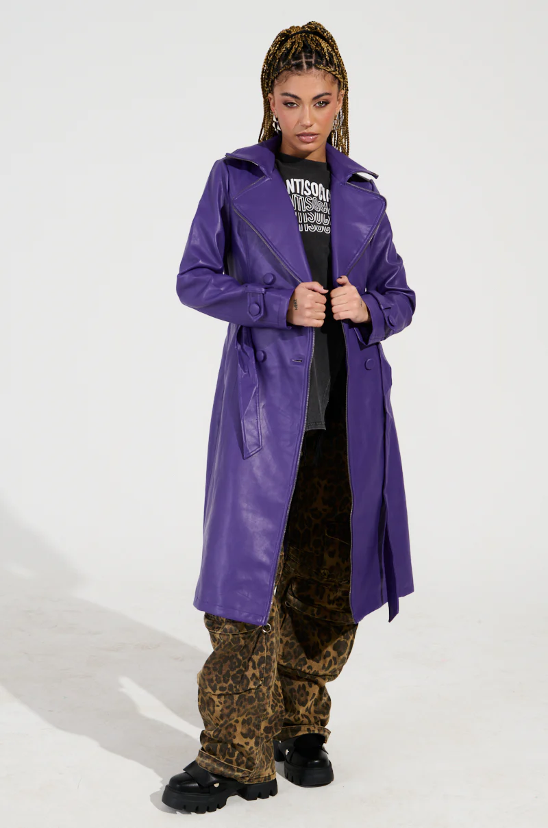 SANDO ZIPPER TRIM TRENCH IN PURPLE - Image 3