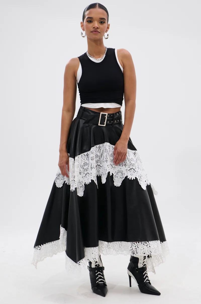 SARA BELTED LACE TRIM SKIRT - Image 2