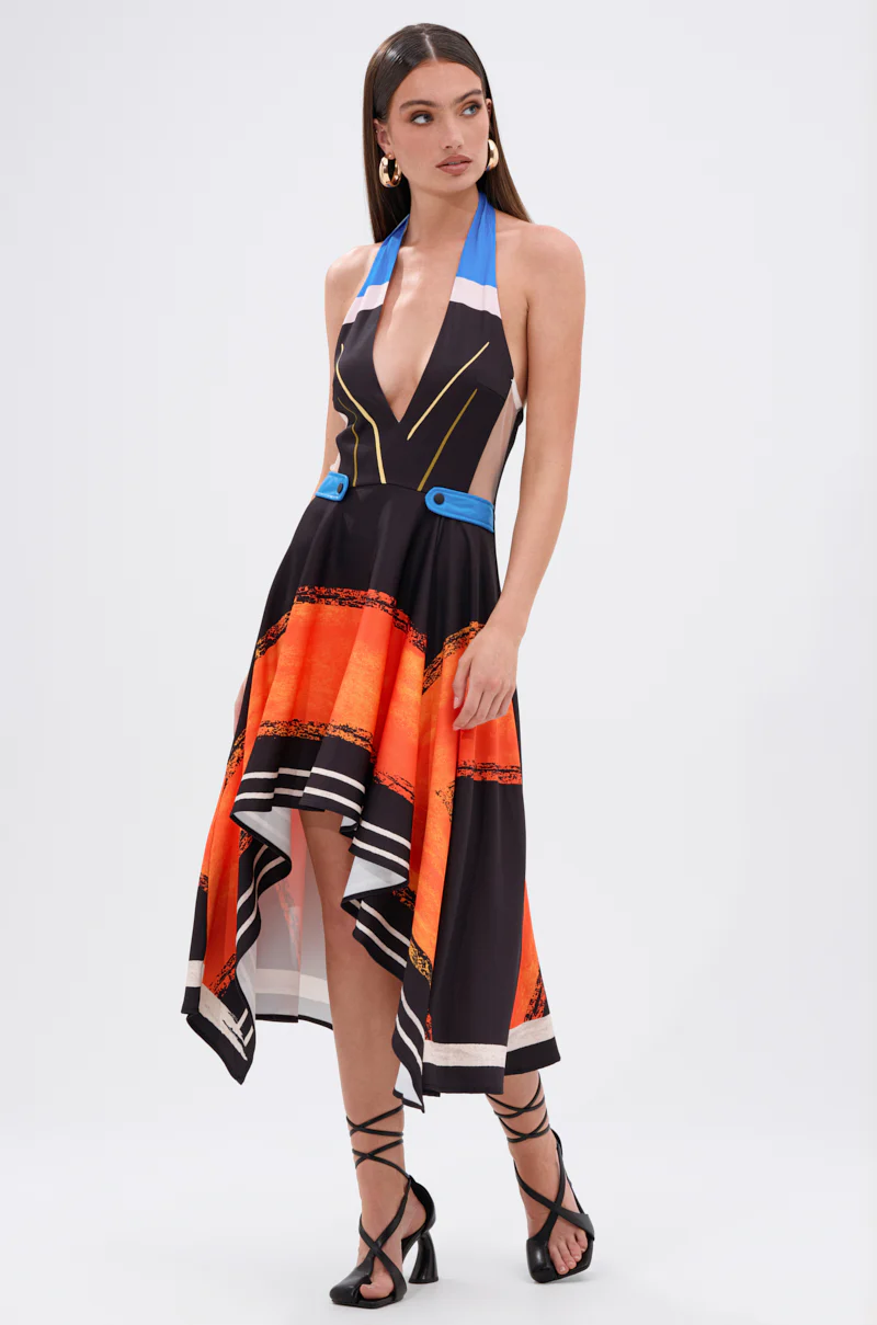 SASHA COLOR BLOCKED MIDI DRESS - Image 2