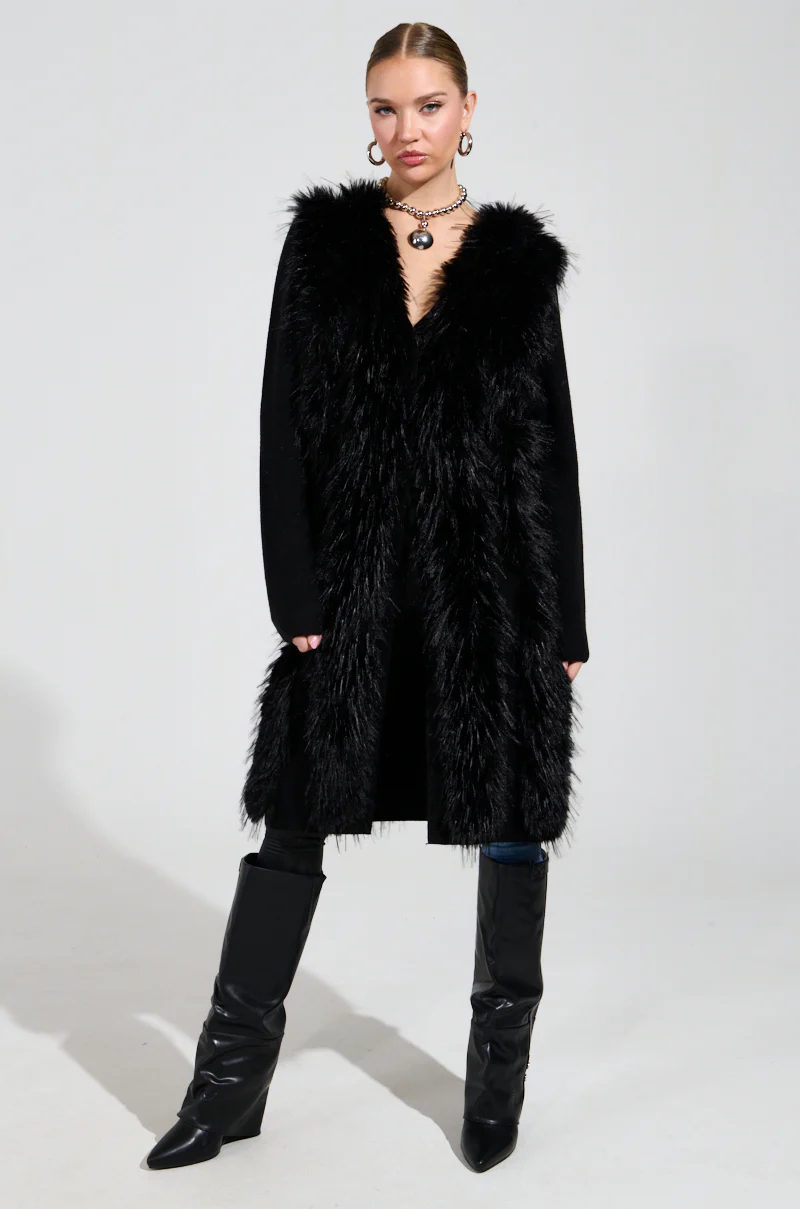 SASHA FIERCE LONG FUR TRIM CARDIGAN - Image 7