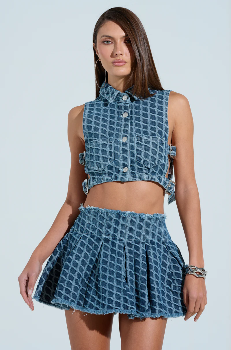 SCALE DENIM CROP BUTTON DOWN TOP - Image 2