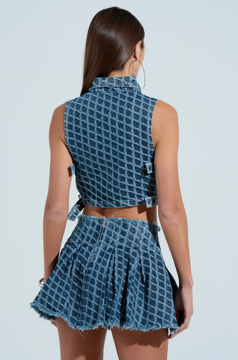 SCALE DENIM CROP BUTTON DOWN TOP - Image 5