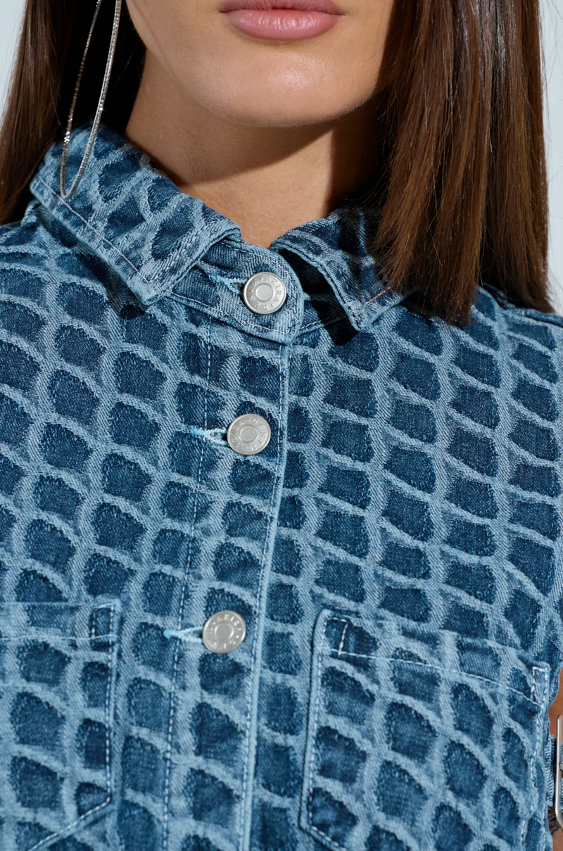 SCALE DENIM CROP BUTTON DOWN TOP - Image 8