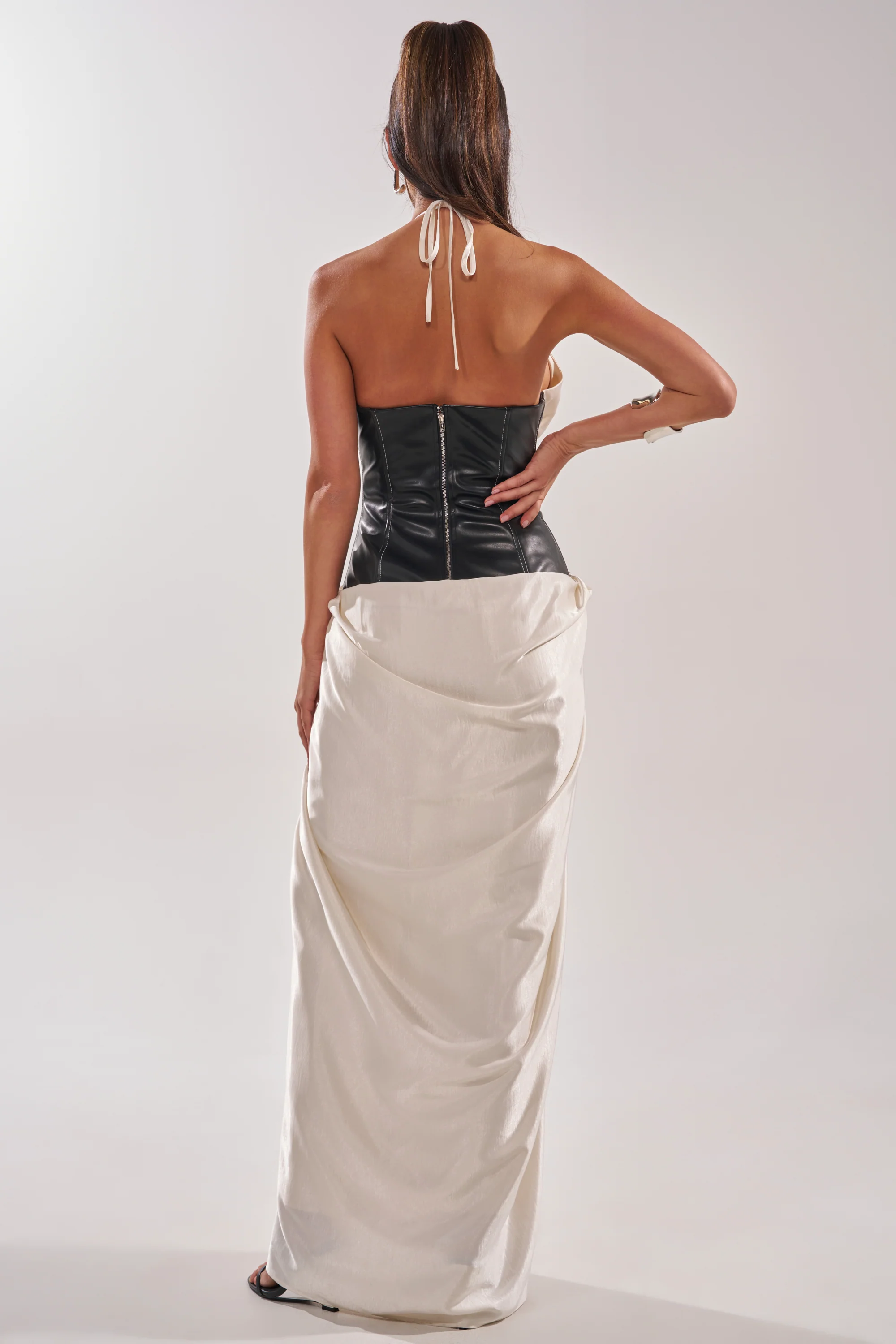 SCARLETT HALTER LEATHER CORSET MAXI DRESS - Image 5